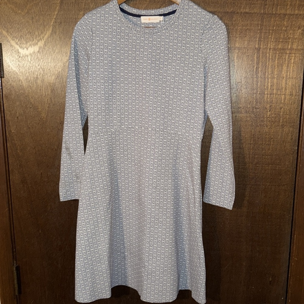Tory Burch Light Blue Textured Mini Dress